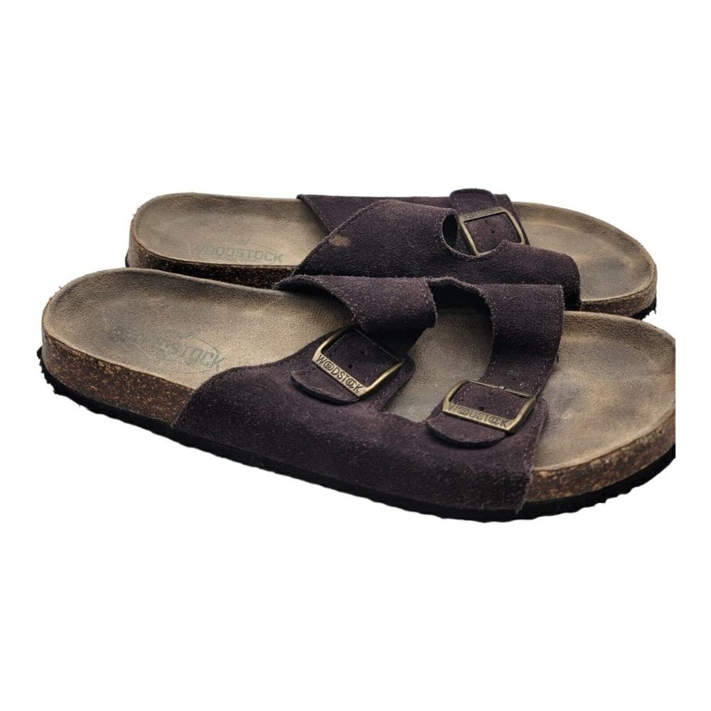 Woodstock Vintage Brand Mens Bert Suede Outdoor Sandal Sz 8 M Brown Straps Cork